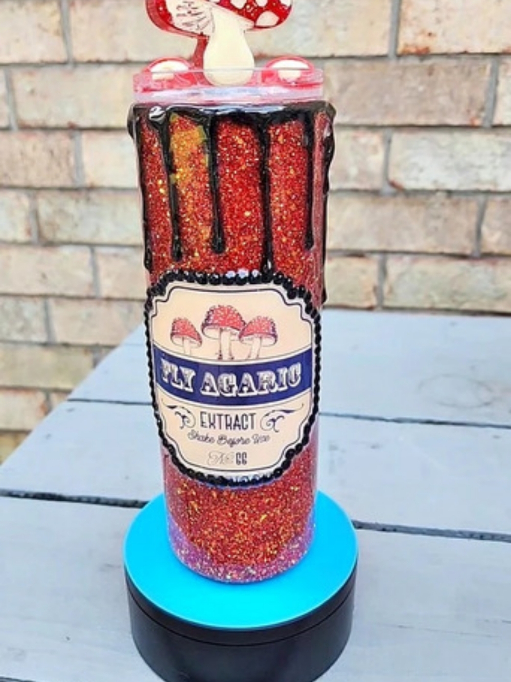 Red & Black Mushroom Custom Tumbler And Lid